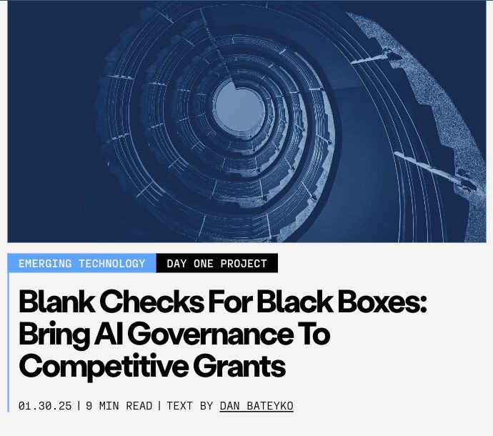 FAS policy brief showing the title Blank Checks for Black Boxes and Dan Bateyko’s byline.